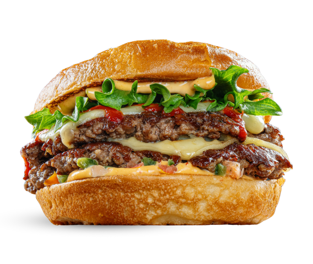 Muhkea double spicy beef hampurilainen.